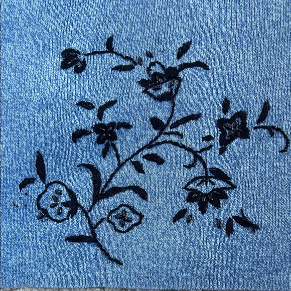 Y2K Vintage 90s Embroidered Velvet Capacity Floral Sweater Cardigan - Picture 7 of 10